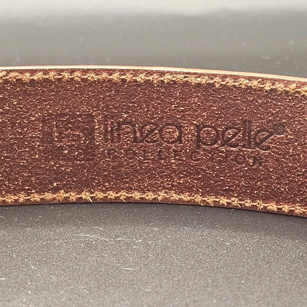 Vintage‎ Linea Pelle Collection Brown Genuine Leather Studded Belt Size L